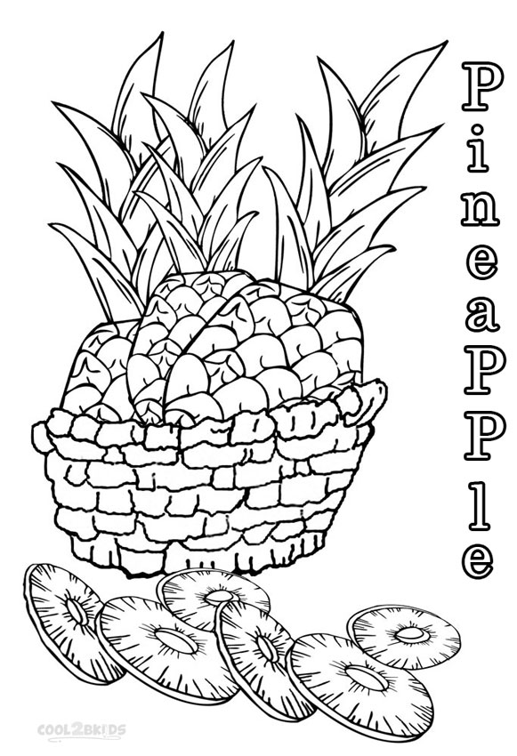 Tropical Pineapple Coloring Pages Printable 23