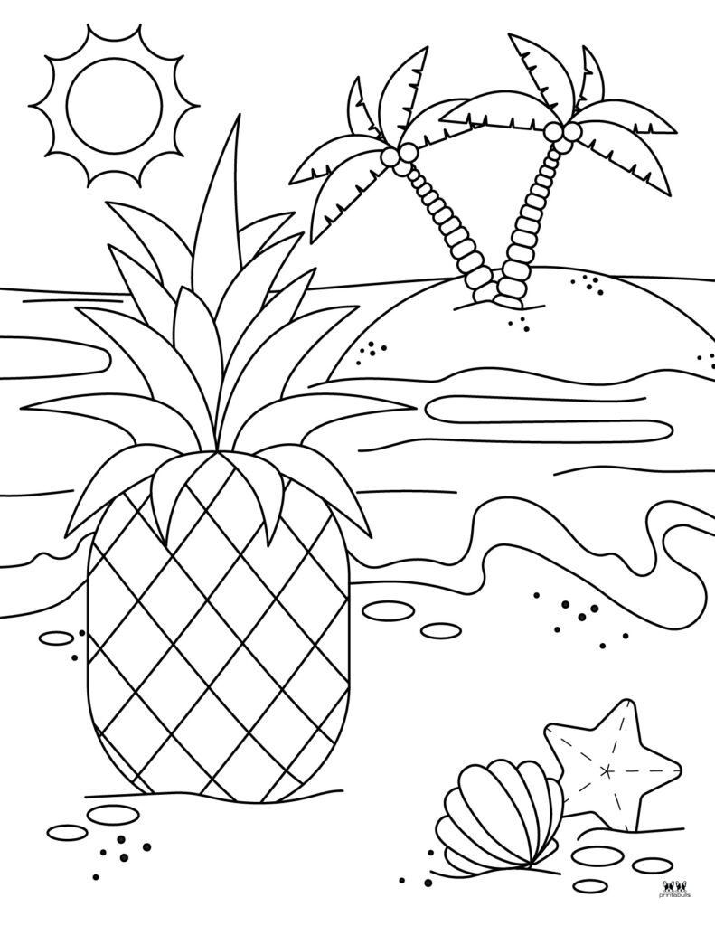 Tropical Pineapple Coloring Pages Printable 24