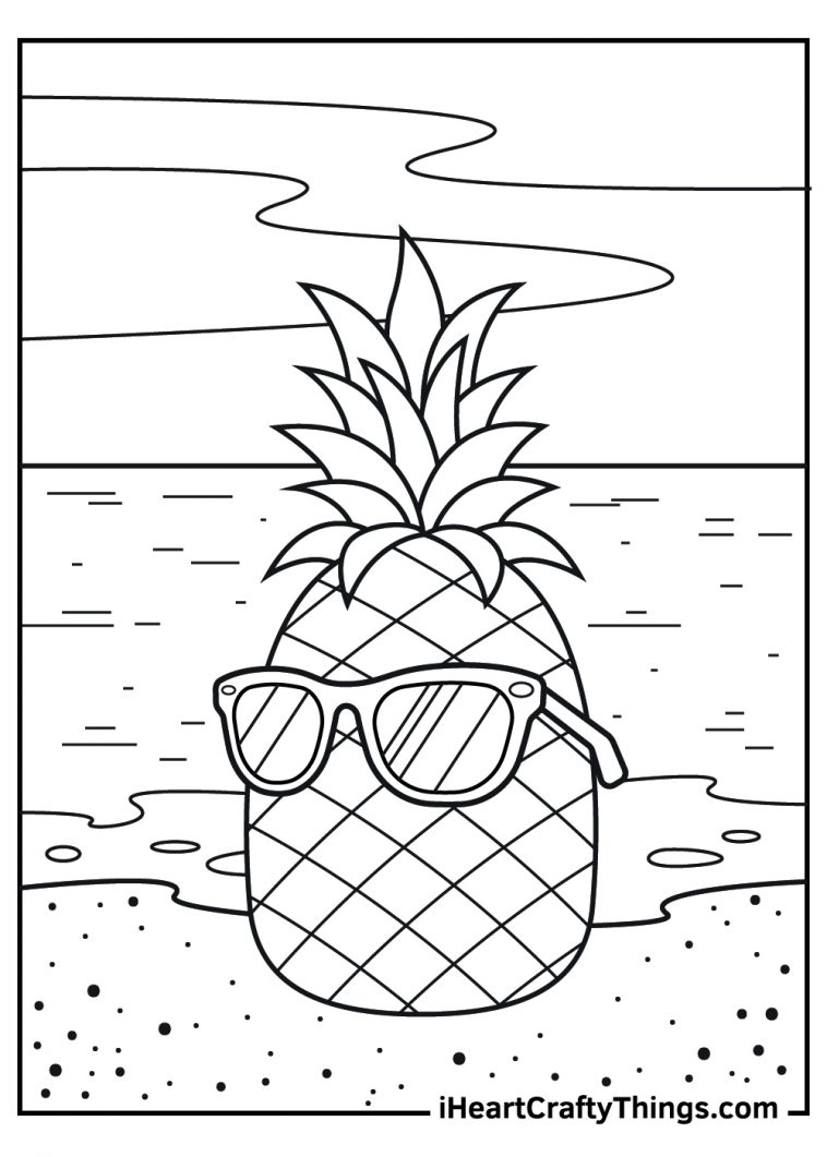 Tropical Pineapple Coloring Pages Printable 26