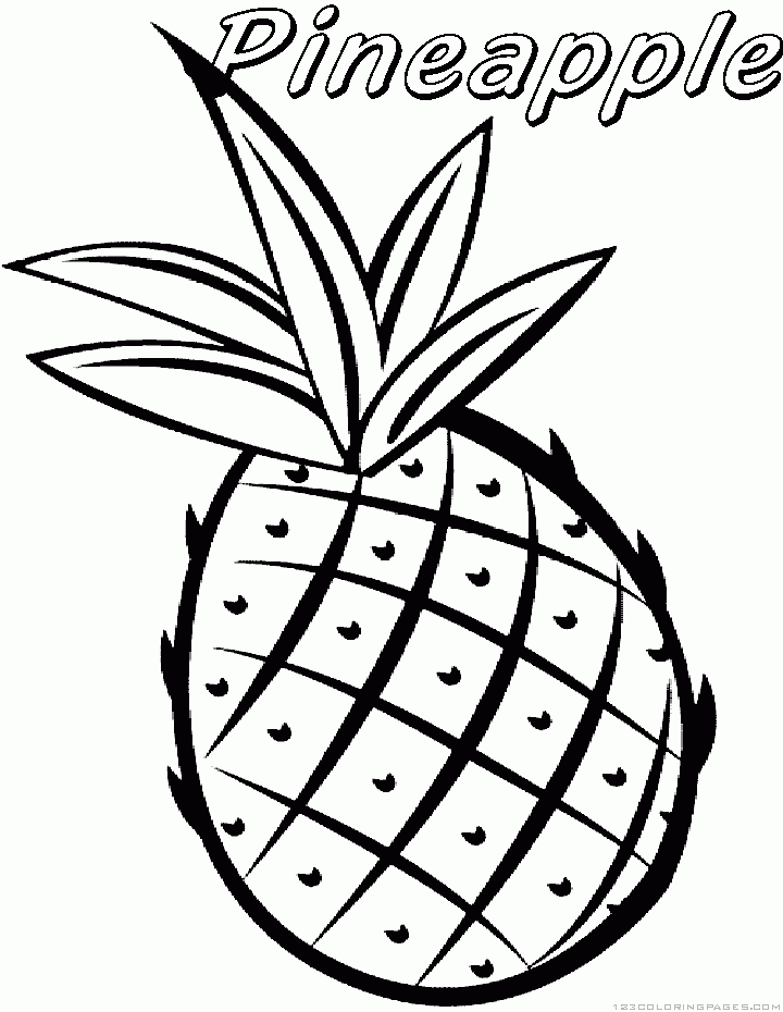 Tropical Pineapple Coloring Pages Printable 3