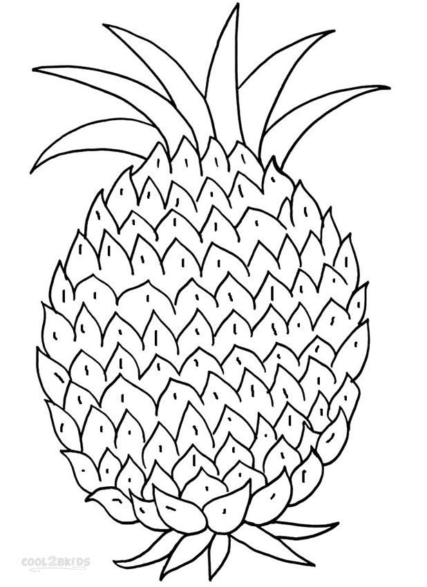 Tropical Pineapple Coloring Pages Printable 33