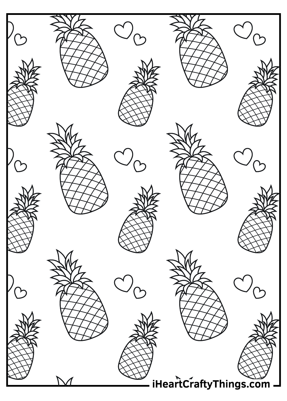 Tropical Pineapple Coloring Pages Printable 34