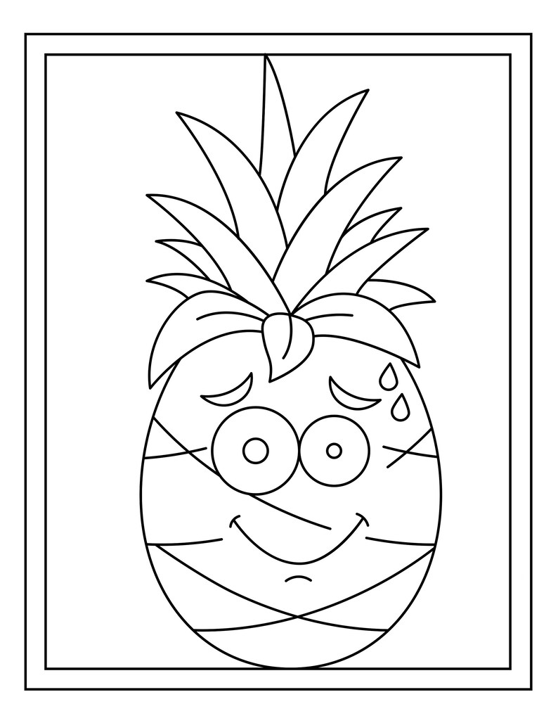 Tropical Pineapple Coloring Pages Printable 35