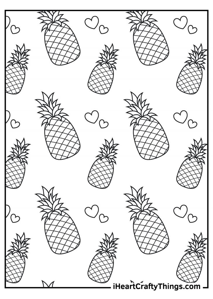 Tropical Pineapple Coloring Pages Printable 4