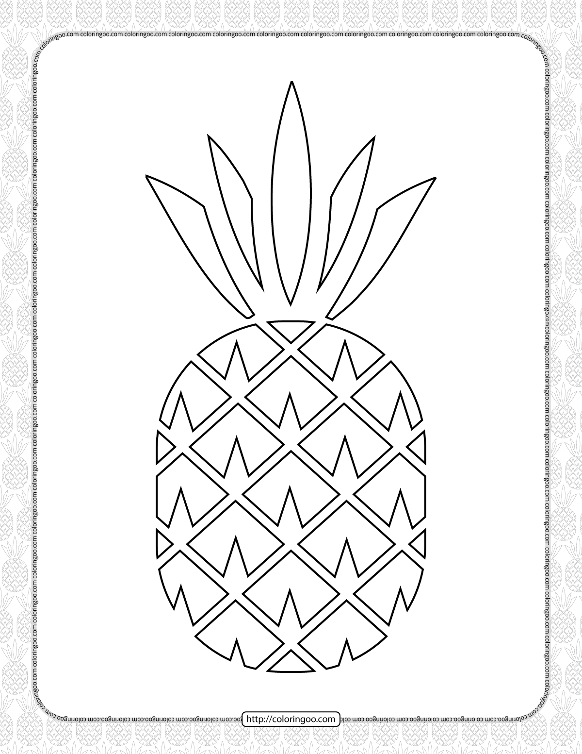 Tropical Pineapple Coloring Pages Printable 9