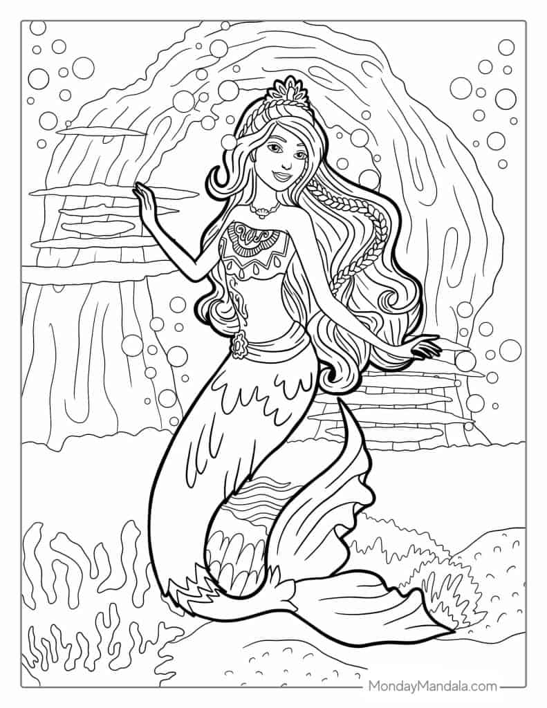 31 Adorable Mermaid Coloring Pages Barbie Printable 9