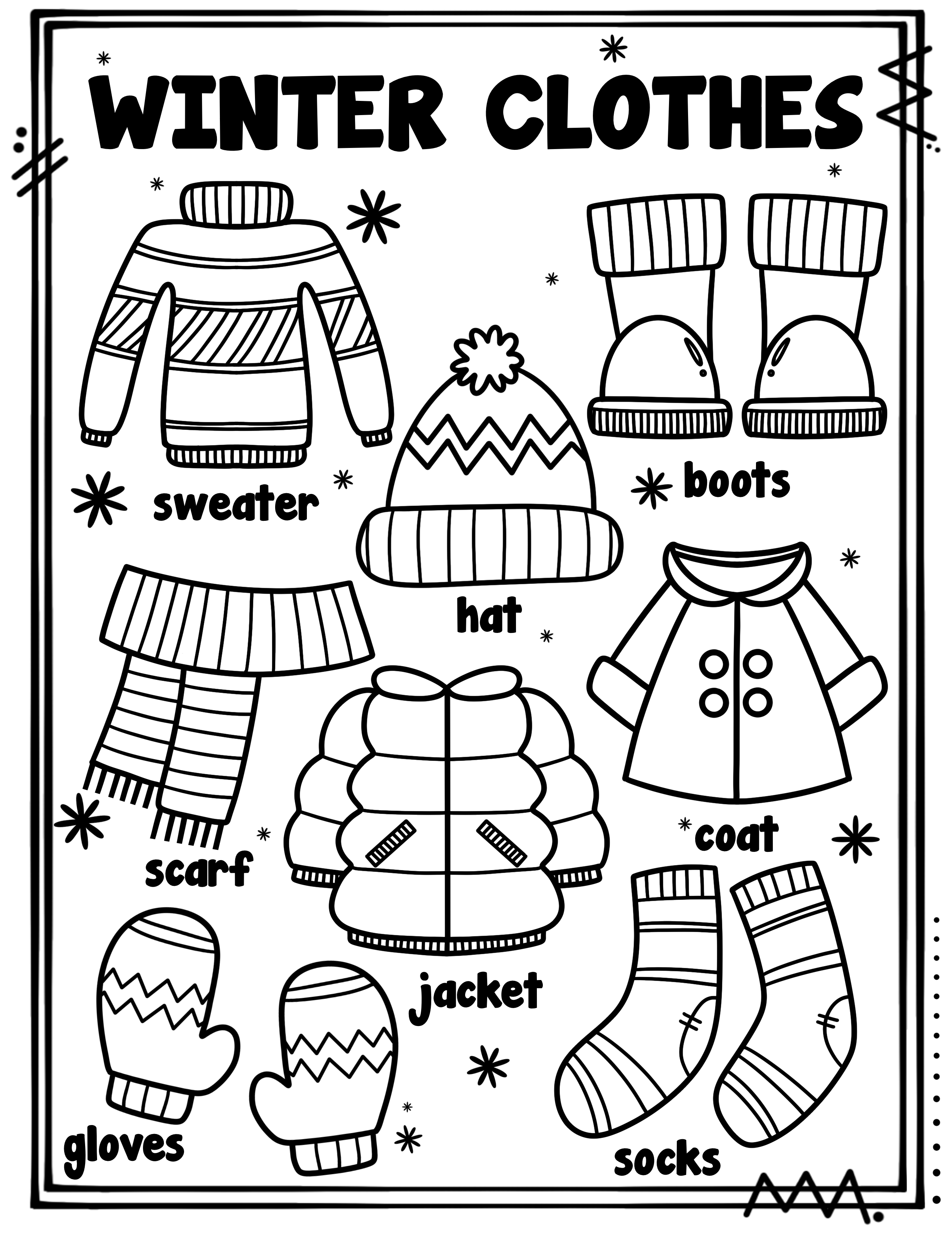 31 Winter Clothes Coloring Pages Printable 7