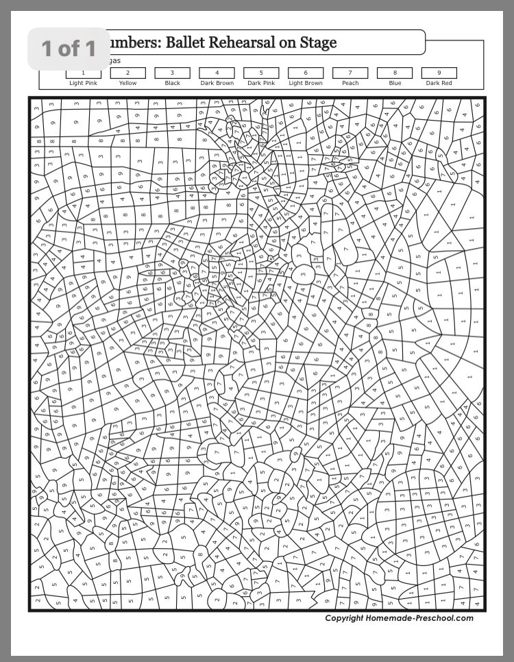 challenging color by number coloring pages printable jpg