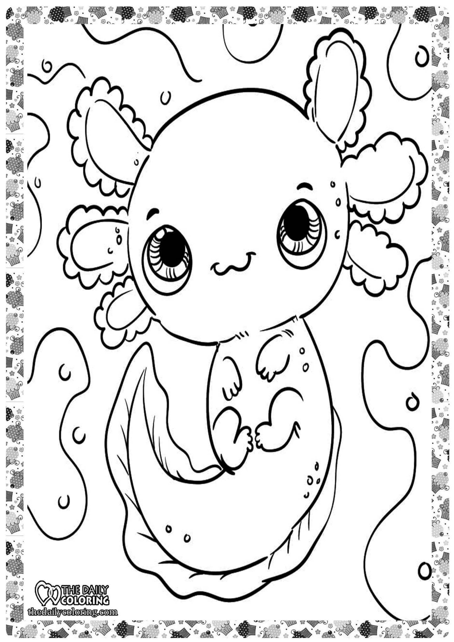 32 Cute Axolotl Coloring Pages Printable 1