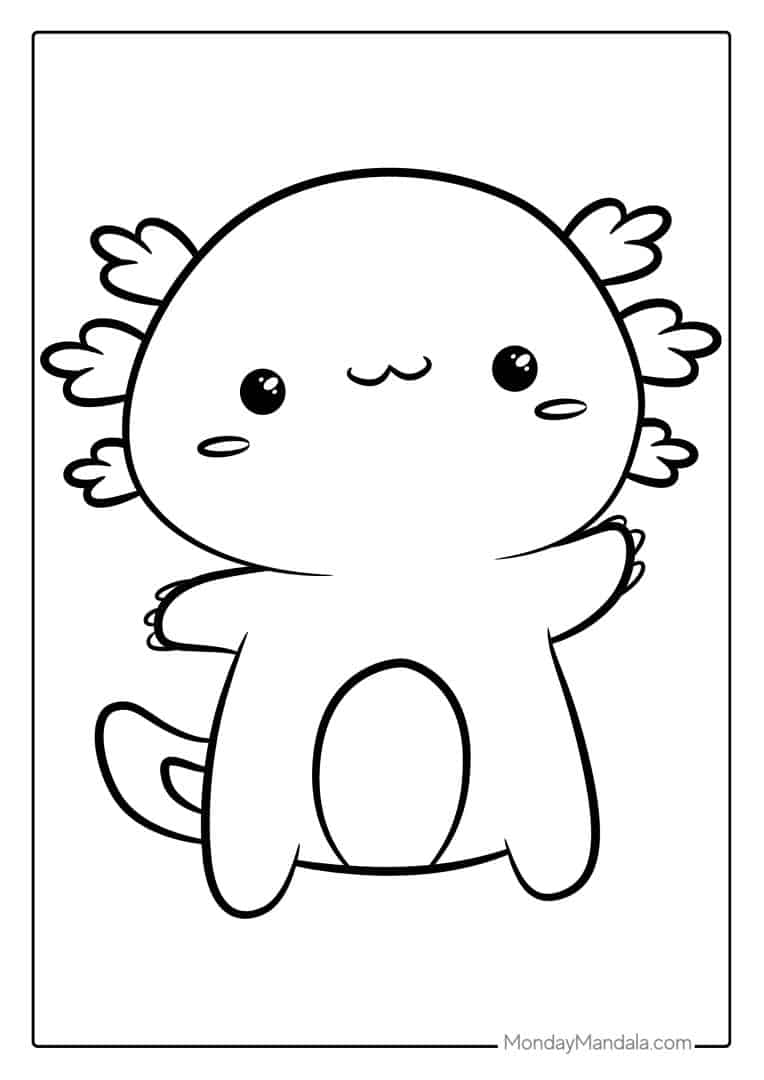 32 Cute Axolotl Coloring Pages Printable 14