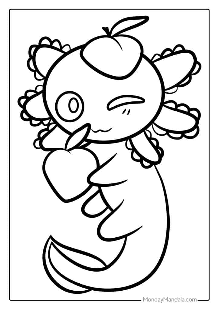 32 Cute Axolotl Coloring Pages Printable 15