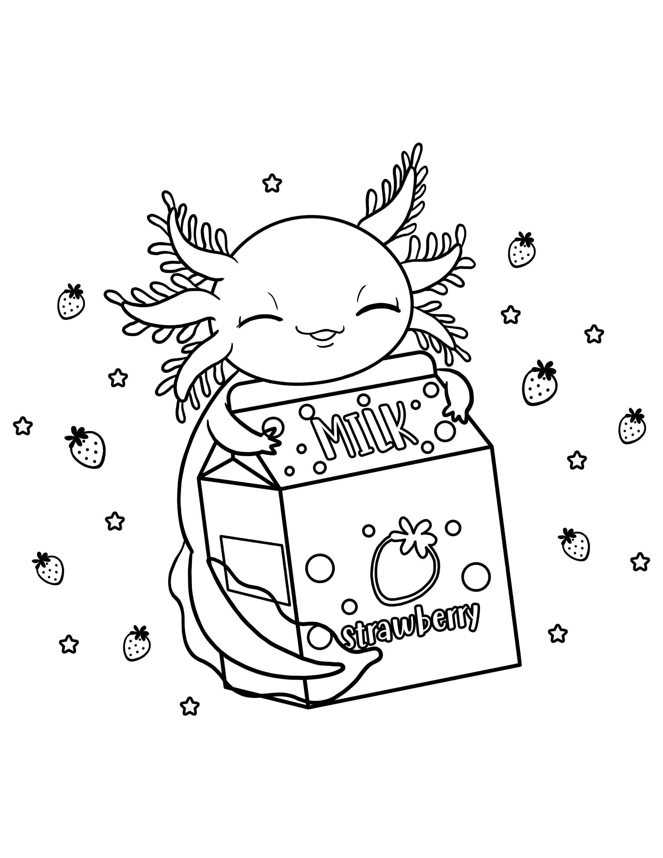 32 Cute Axolotl Coloring Pages Printable 19