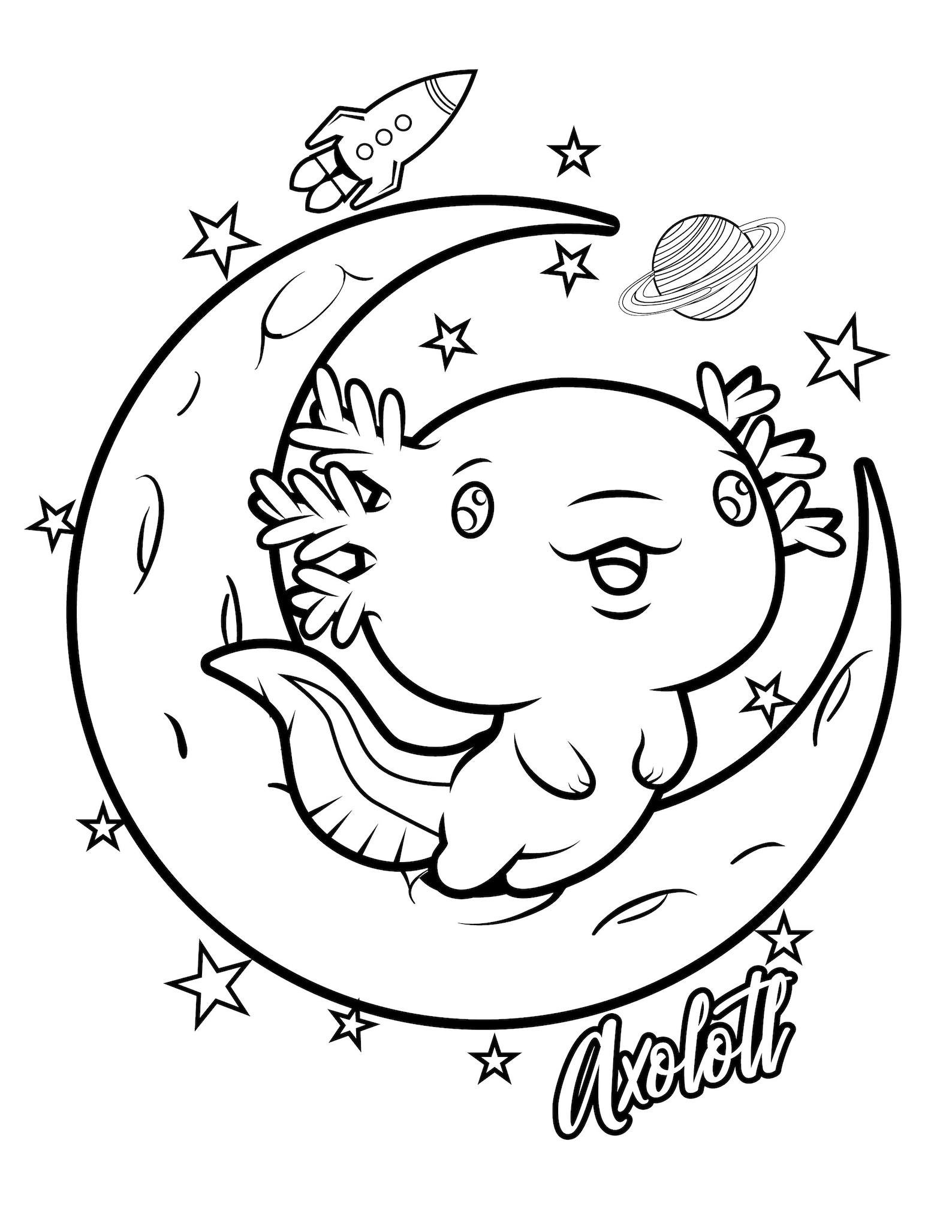 32 Cute Axolotl Coloring Pages Printable 2