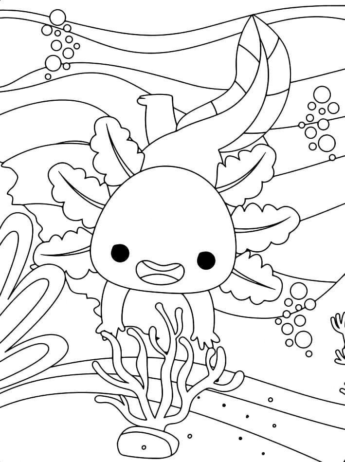 32 Cute Axolotl Coloring Pages Printable 27