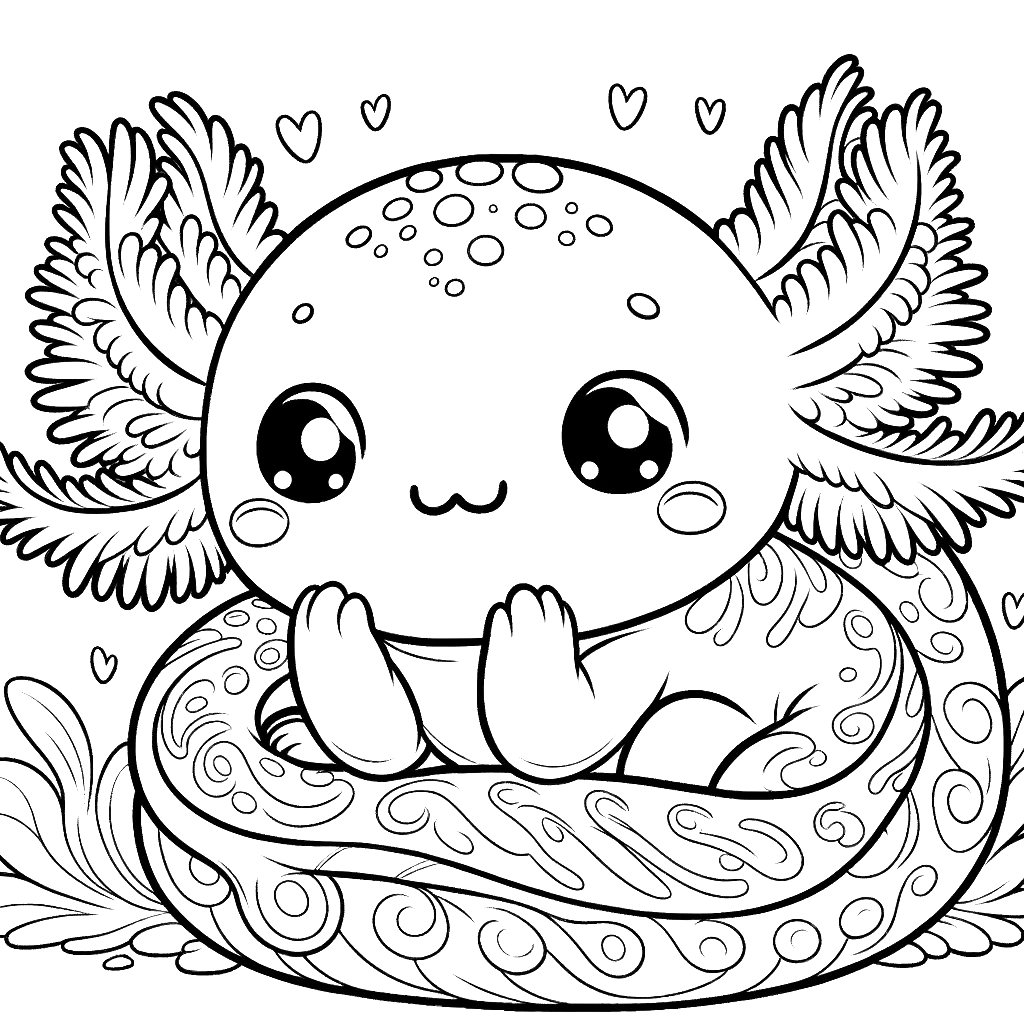 32 Cute Axolotl Coloring Pages Printable 30