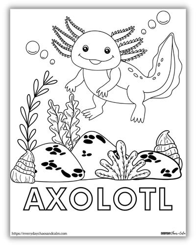 32 Cute Axolotl Coloring Pages Printable 34