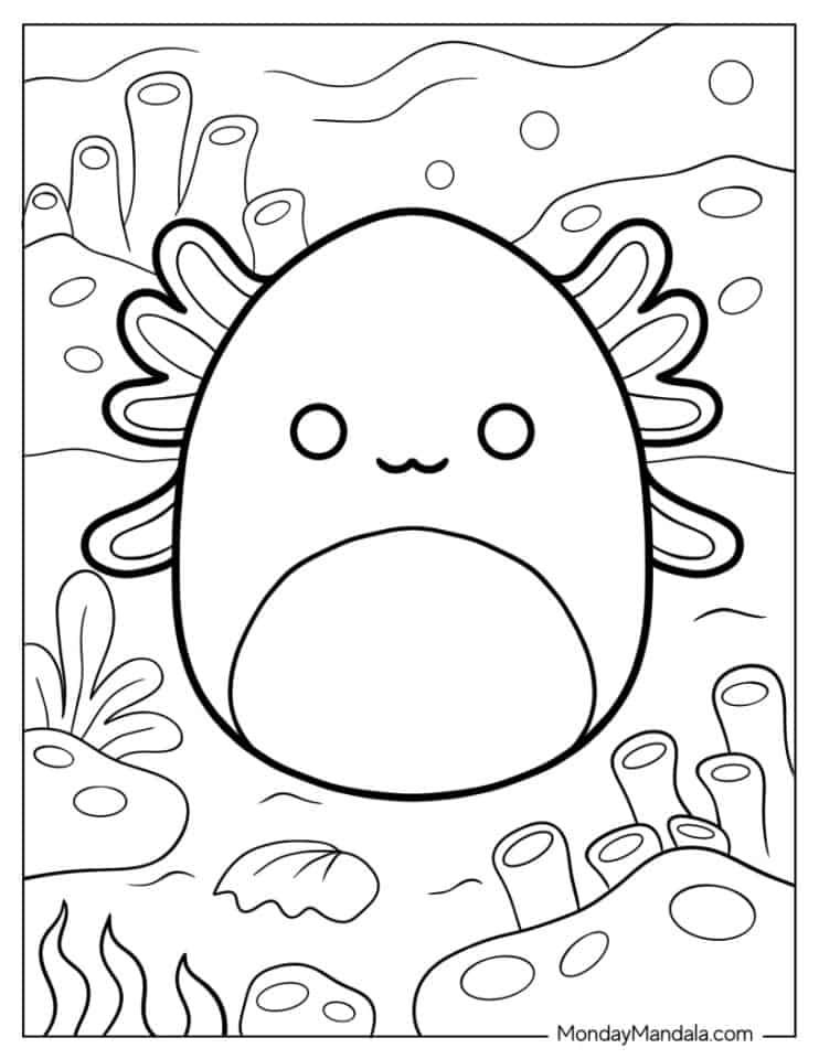 32 Cute Axolotl Coloring Pages Printable 5