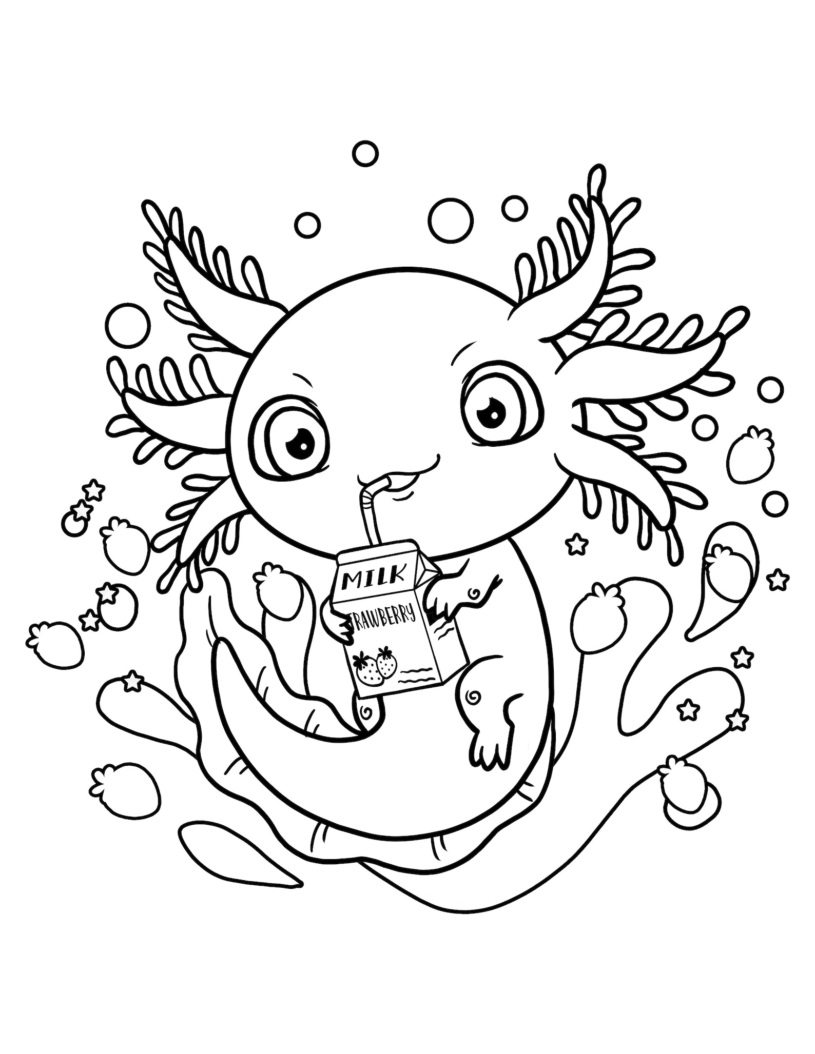 32 Cute Axolotl Coloring Pages Printable 6