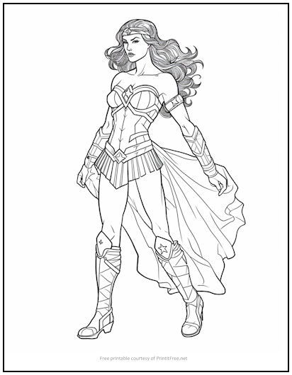 34 Powerful Wonder Woman Coloring Pages Printable 11