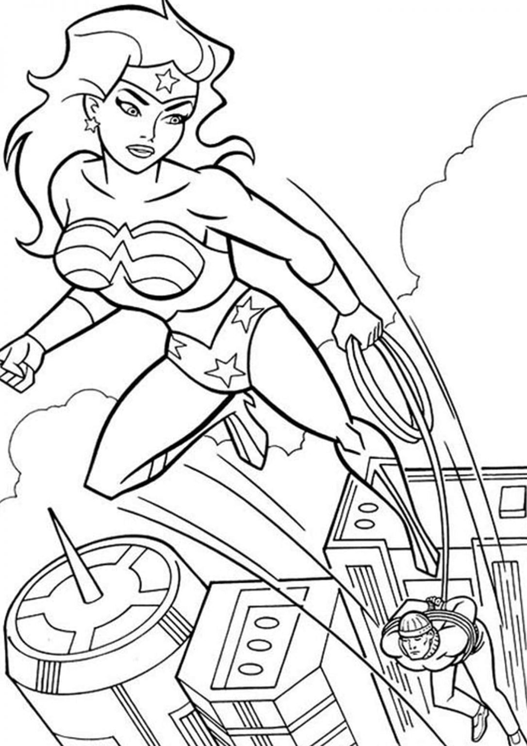 34 Powerful Wonder Woman Coloring Pages Printable 29