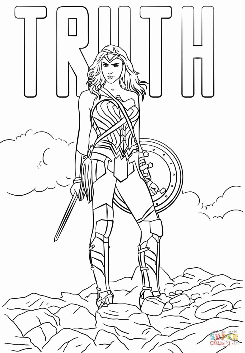 34 Powerful Wonder Woman Coloring Pages Printable 9