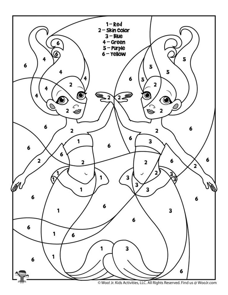 35 Creative Mermaid Coloring Pages by Number Printable 1