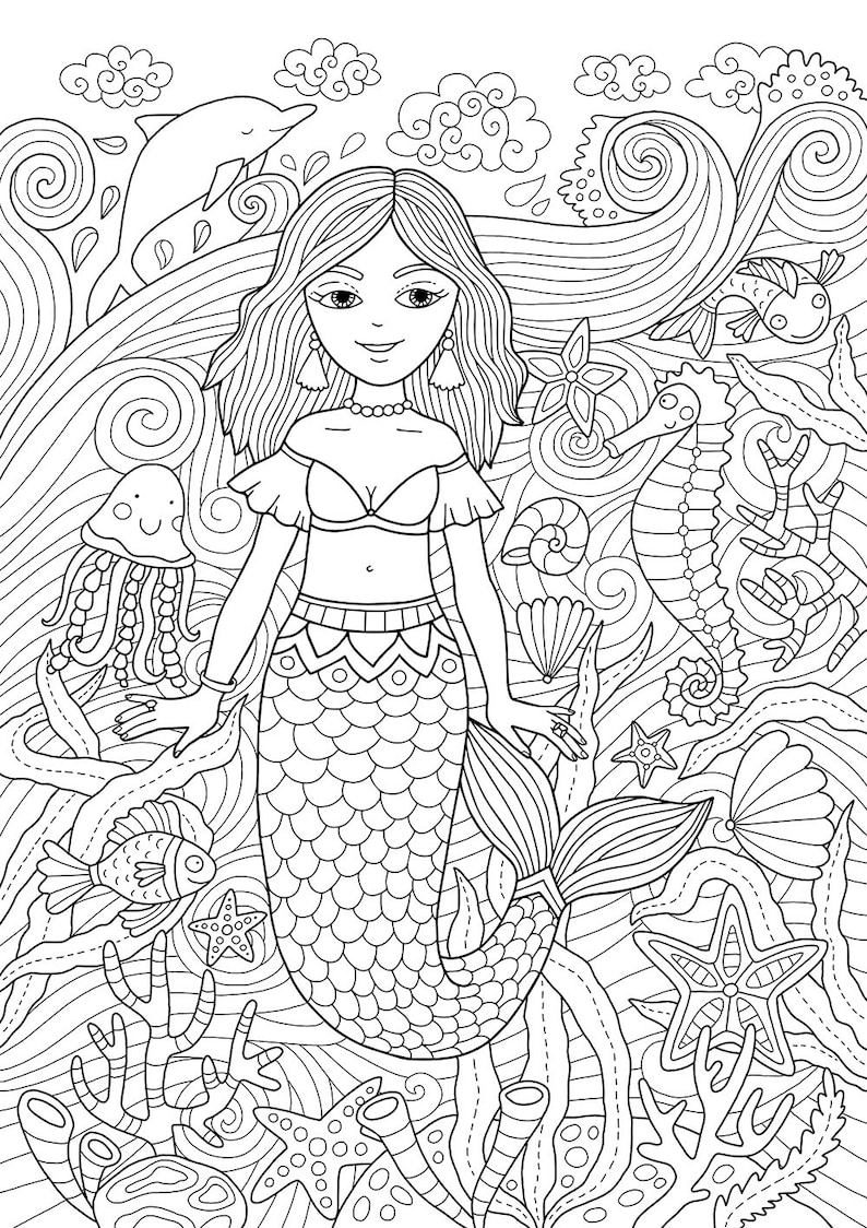 35 Creative Mermaid Coloring Pages by Number Printable 14