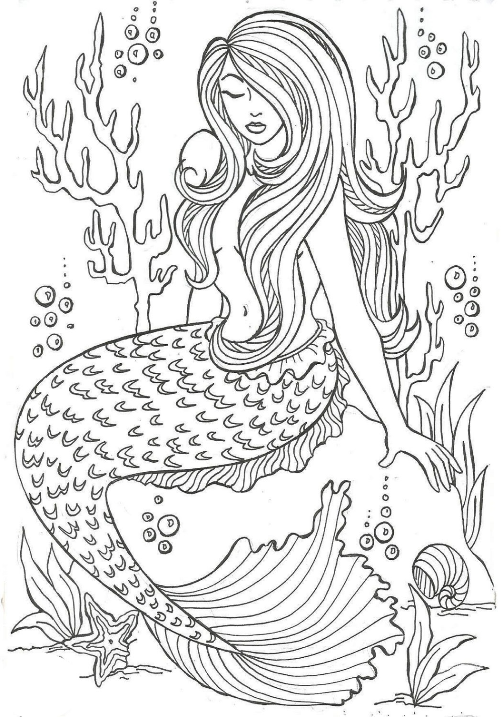 35 Creative Mermaid Coloring Pages by Number Printable 3