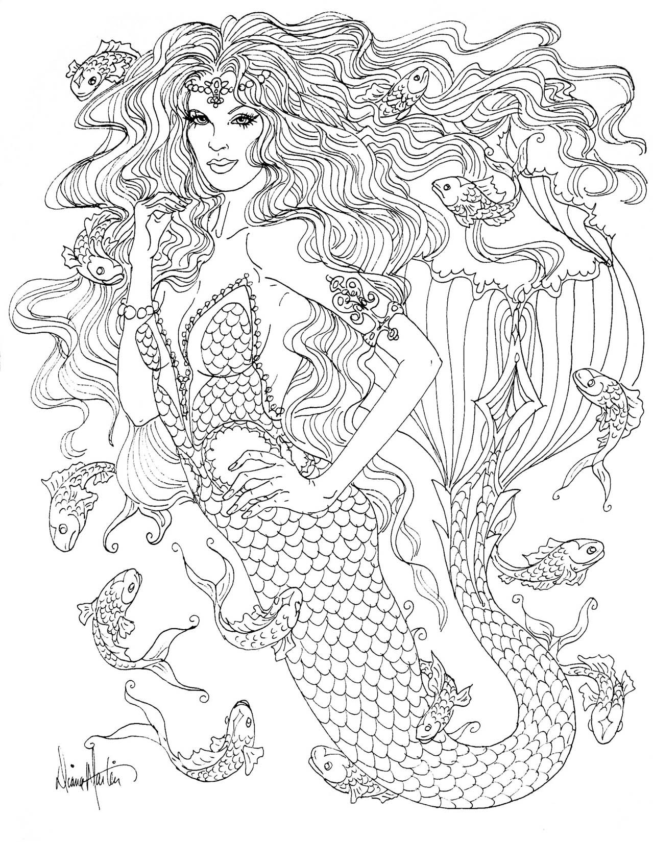 35 Creative Mermaid Coloring Pages by Number Printable 32