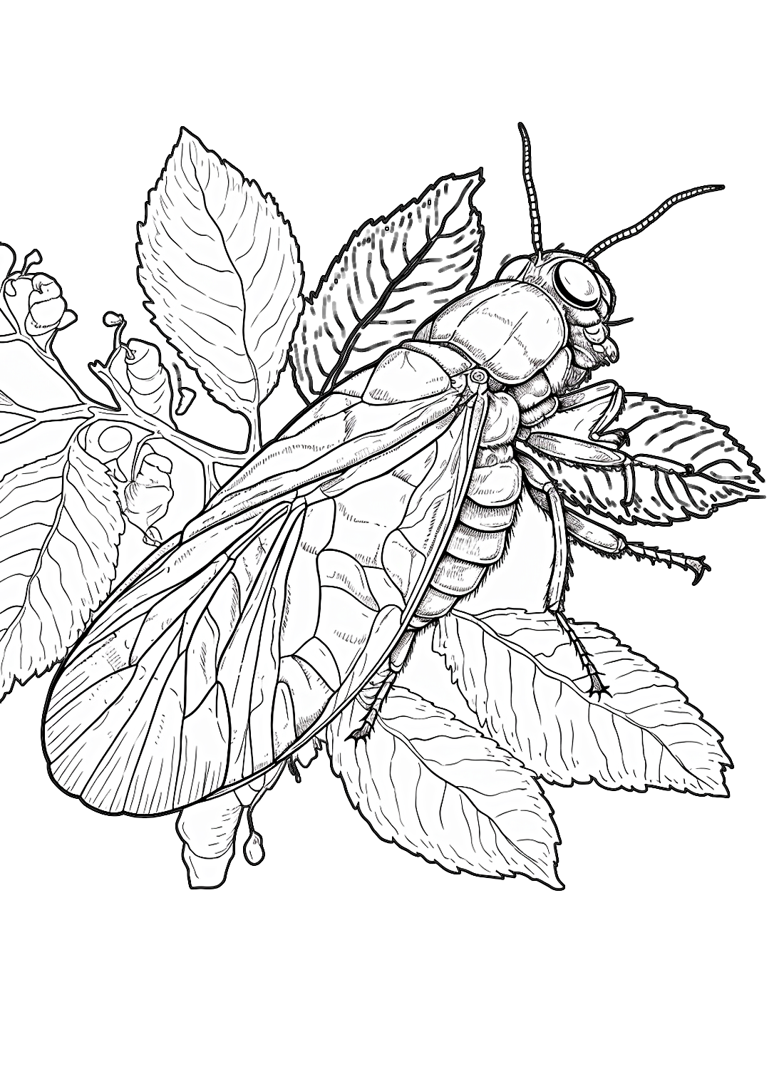 35 Intriguing Cicada Coloring Pages Printable 4