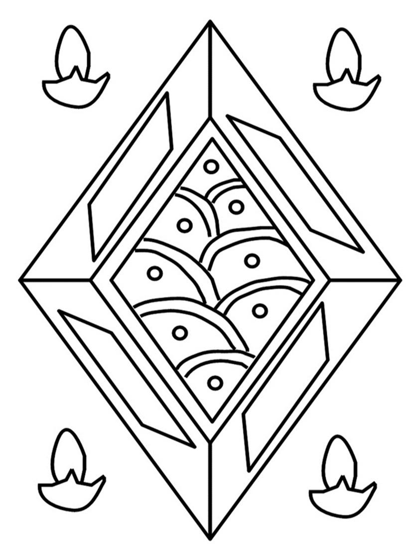 36 Festive Rangoli Coloring Pages for Kids Printable 1