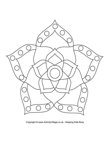 36 Festive Rangoli Coloring Pages for Kids Printable 11