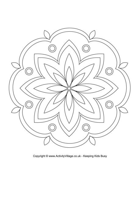 36 Festive Rangoli Coloring Pages for Kids Printable 16