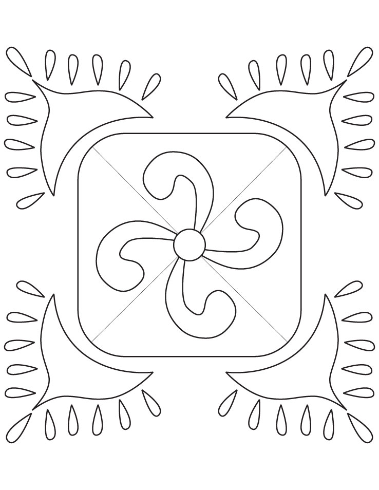 36 Festive Rangoli Coloring Pages for Kids Printable 7