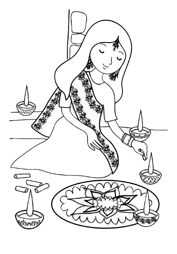 36 Festive Rangoli Coloring Pages for Kids Printable 9