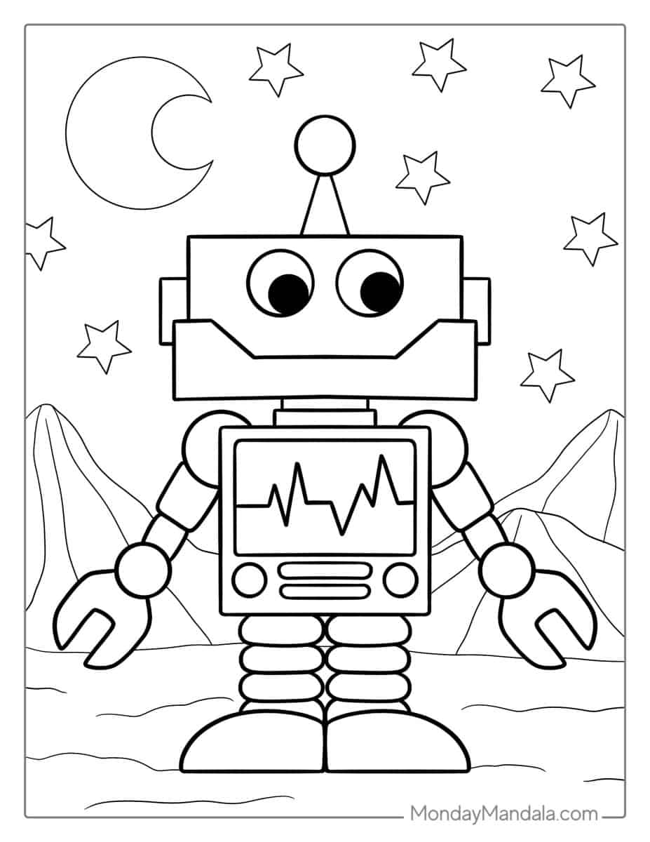 36 Robot Coloring Pages for Kids Printable 27