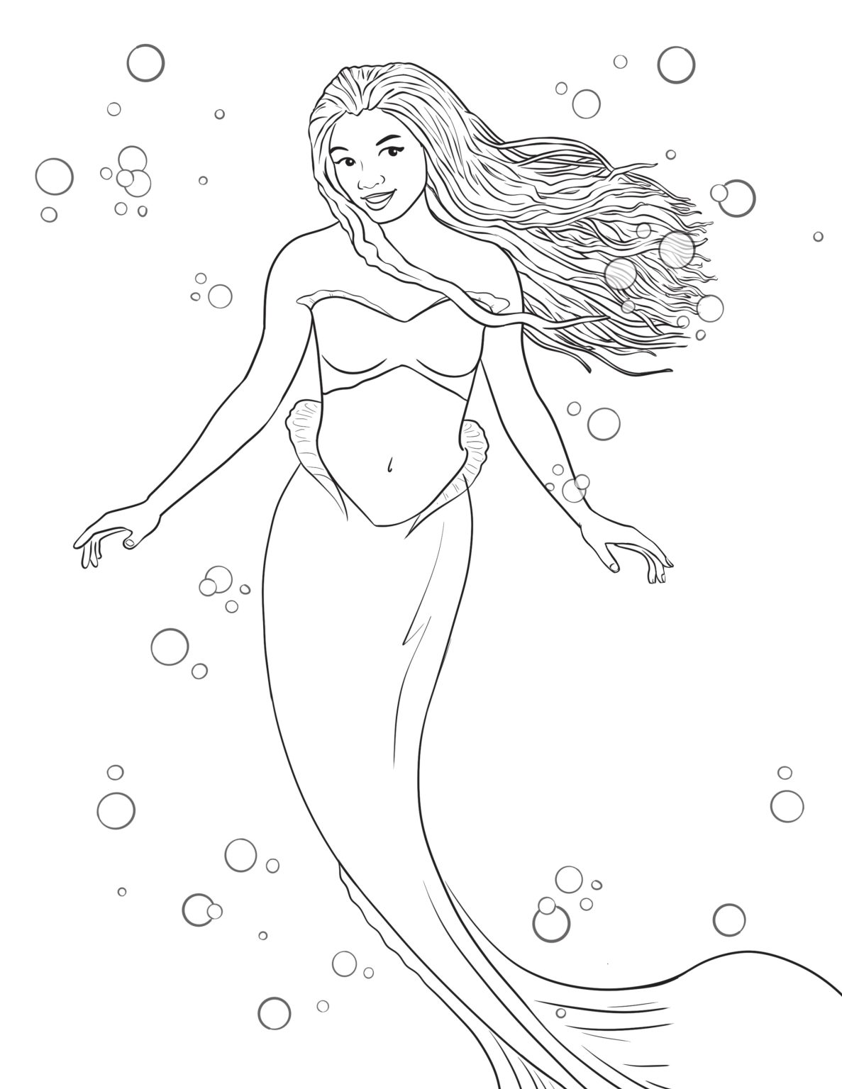 37 Charming Black Little Mermaid Coloring Pages Printable 1