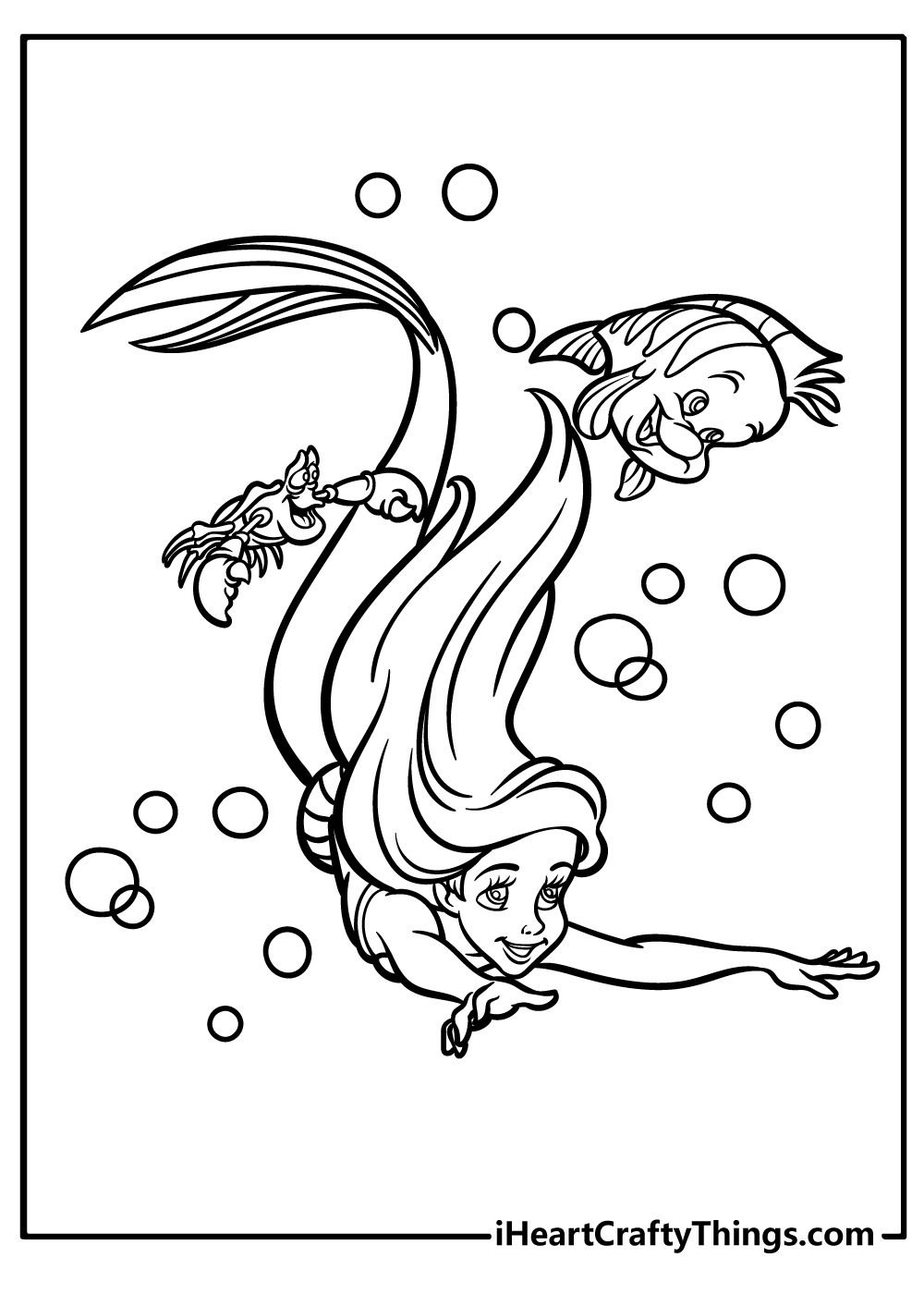 37 Charming Black Little Mermaid Coloring Pages Printable 10