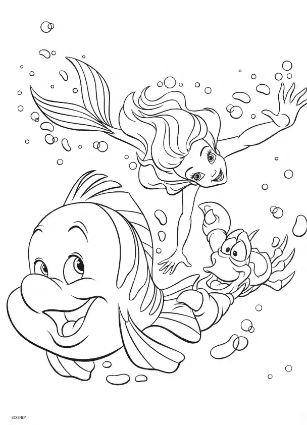 37 Charming Black Little Mermaid Coloring Pages Printable 12