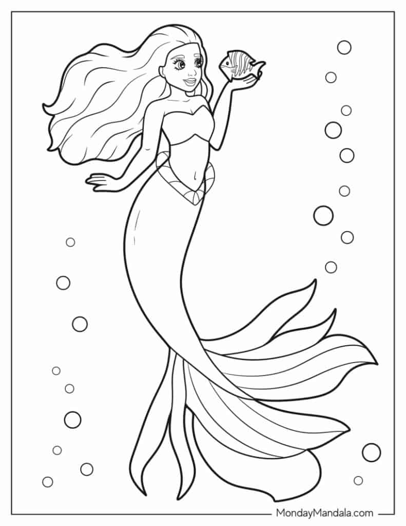 37 Charming Black Little Mermaid Coloring Pages Printable 16