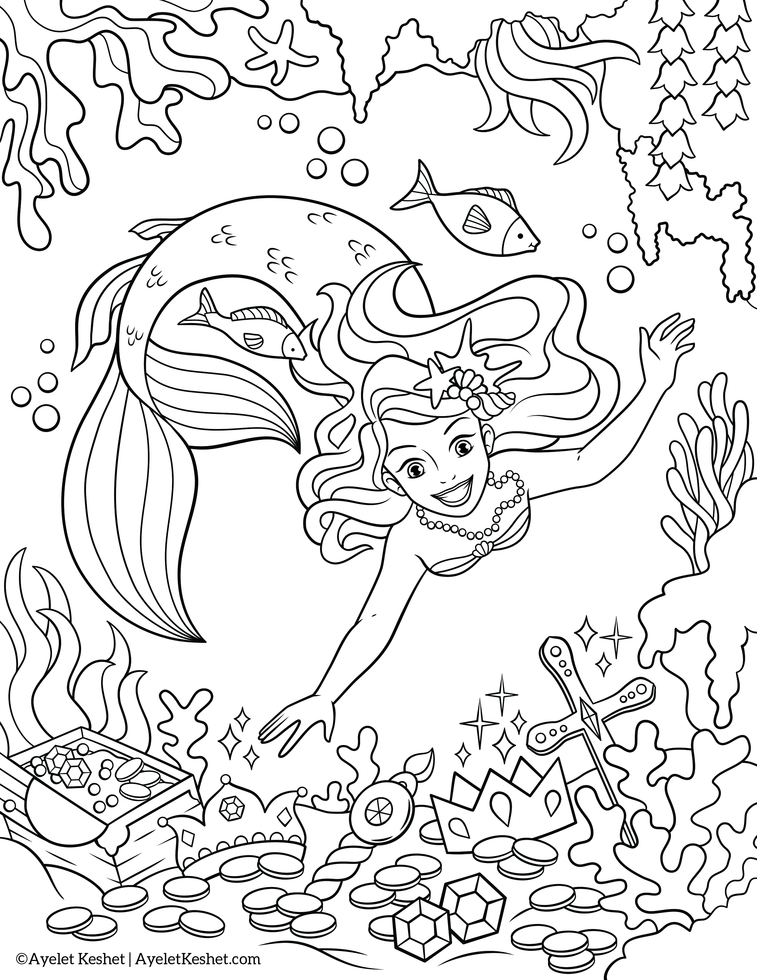 37 Charming Black Little Mermaid Coloring Pages Printable 23