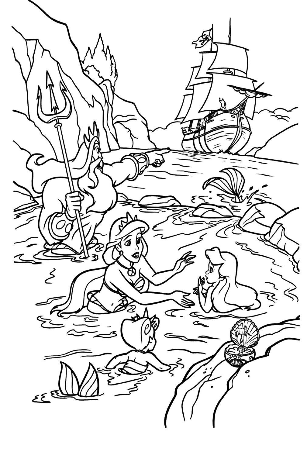 37 Charming Black Little Mermaid Coloring Pages Printable 29