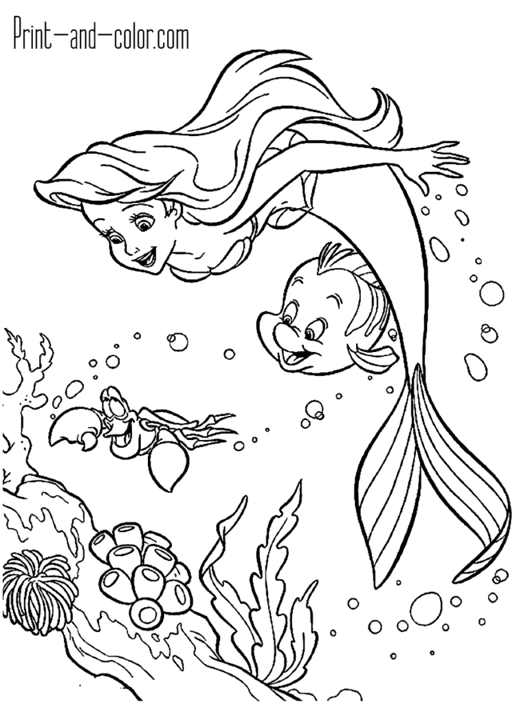 37 Charming Black Little Mermaid Coloring Pages Printable 4