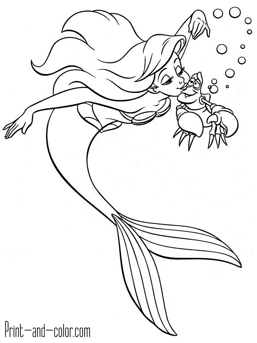 37 Charming Black Little Mermaid Coloring Pages Printable 8