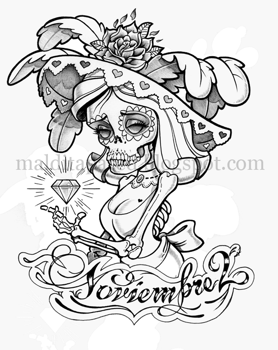 37 Festive La Calavera Catrina Coloring Page Printable 13