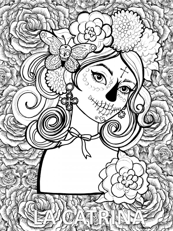 37 Festive La Calavera Catrina Coloring Page Printable 26