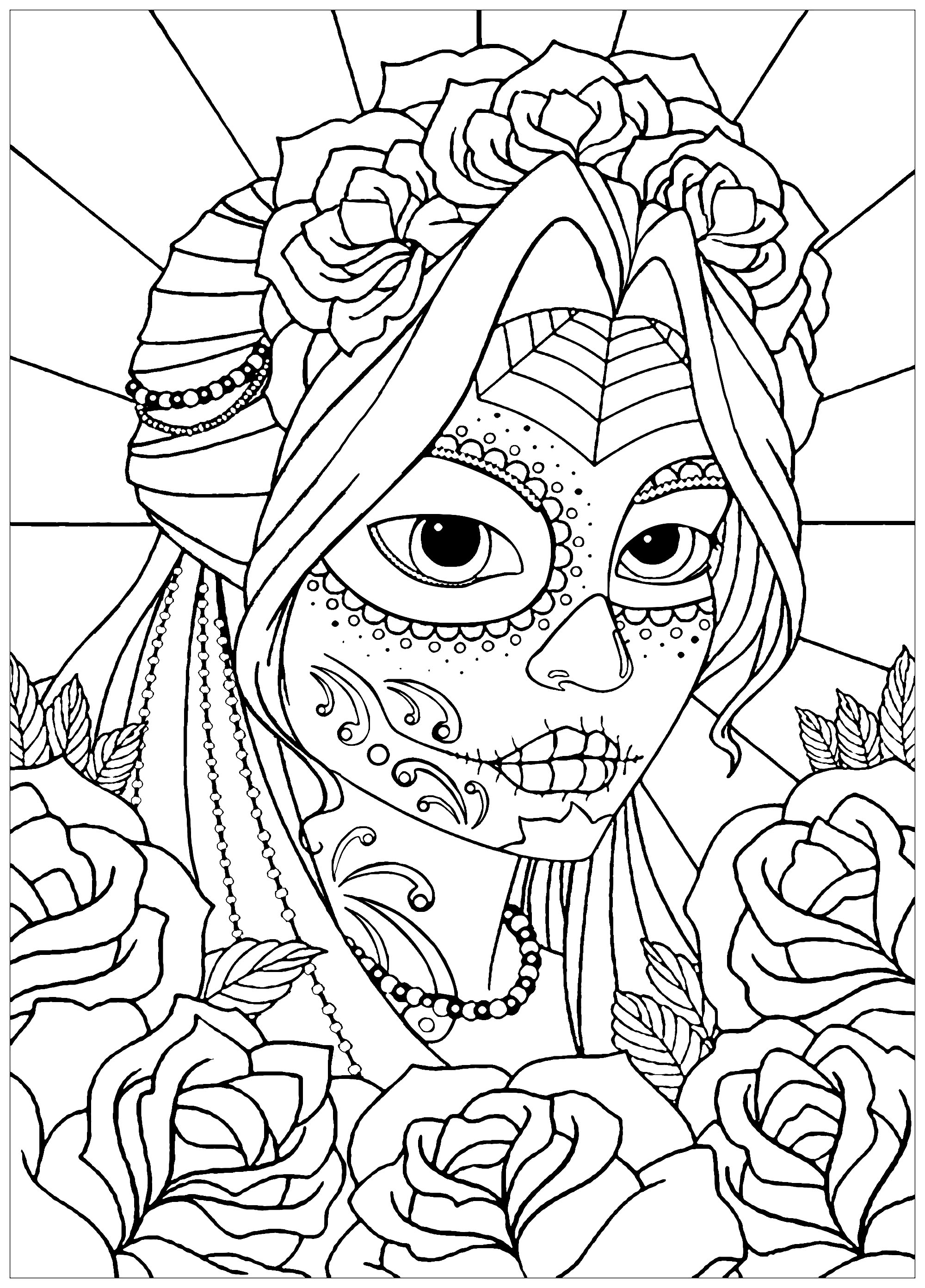 37 Festive La Calavera Catrina Coloring Page Printable 29