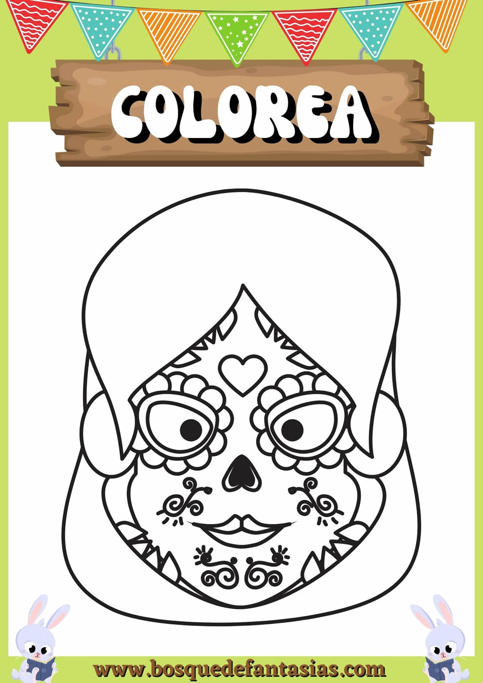 festive la calavera catrina coloring page printable jpg