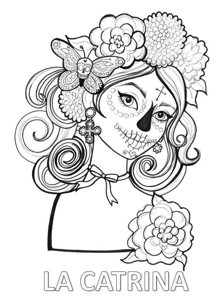 festive la calavera catrina coloring page printable jpg