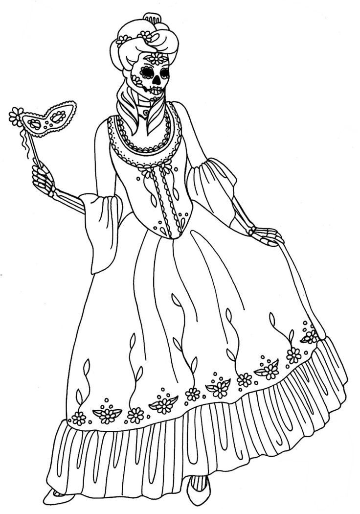 37 Festive La Calavera Catrina Coloring Page Printable 8